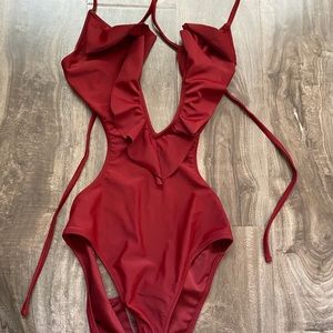 Ruffled Open Back Bodysuit